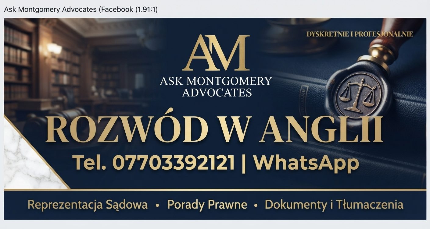 Konsultacja video - całe UK. £250 Skontaktuj się z Anną Montgomery i jej zespołem – opowiedz nam o swojej sytuacji, a my stworzymy dla Ciebie bezpieczną strategię, która otworzy Ci drzwi do nowego, spokojnego życia. >>>Kontakt. O Autorce: Anna Montgomery, Dyrektor Kancelarii & Legal Practitioner, Specjalistka z wieloletnim doświadczeniem w zakresie brytyjskiego prawa rodzinnego, ze szczególnym uwzględnieniem spraw rozwodowych oraz skomplikowanych postępowań dotyczących przemocy,  rozwodów z narcyzem, rozwodów z przemocowym małżonkiem,  polubownego i sądowego podziału majątku (Financial Orders) na terenie Anglii i Walii. Czytaj także >>>Anna Montgomery Specjalista Rozwodu i Podziału Majątku UK – Publikacje. Jako Dyrektor i praktyk prawa skutecznie przeprowadza klientów przez zawiłości brytyjskiego systemu prawnego, tłumacząc skomplikowane procedury na prosty, zrozumiały język. Autorka licznych publikacji i poradników dedykowanych Polakom mieszkającym w Wielkiej Brytanii. >>> O Nas. Na naszym kanale na Youtube znajdziesz wiele porad związanych z rozwodem w UK. Anna Montgomery Specjalista Rozwodu i Podziału Majątku UK – Publikacje.